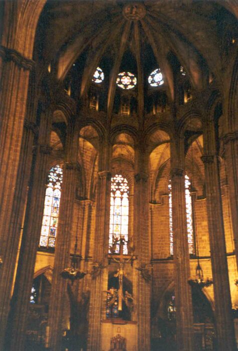 The inside of the Barri Gotic catedral in Barecelona.