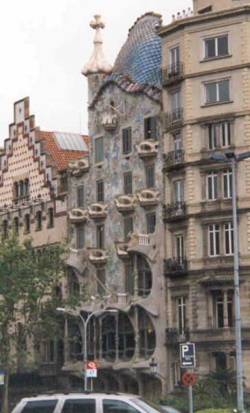 A house by Antonio Gaudi, trying to blend in with its neighbors. (Barcelona).