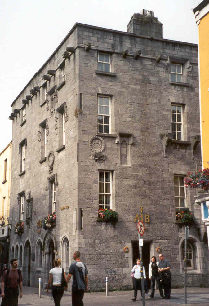 Lynch's Castle, more of a house than a castle, from downtown Galway. Incidentally, the word 'lynch' comes from this guy's name, after he was forced by his legal duties to hang his son. Lynch's Castle is now the branch of a bank, with the most stylish room for an ATM I've seen.