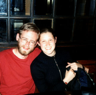 Meghan and I, saying goodbye with a final pint--consumed, ergo not pictured. (Photo: Nick, with Meghan's camera)