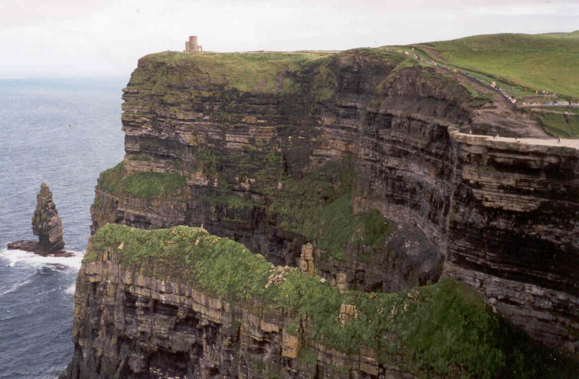 O'Brien's Tower--which in terms of perspective is the size of a three story house--sits on the highest point of the Cliffs, over 200 meters above the water.