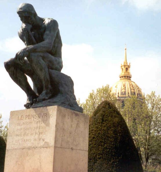 The Thinker, with the Hotel Invalides in the background (where Napoleon is interred).