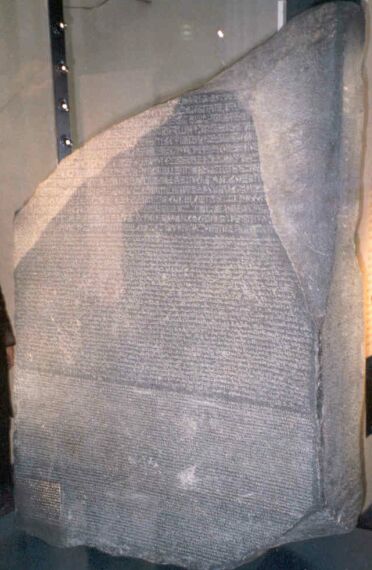 I'm sure it's an interesting story of how the Rosetta stone, found by one of Napoleon's soldiers, wound up in the British Museum. But I'm too lazy to research it.