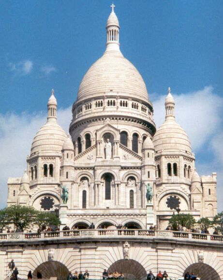 Sacre Coeur, Montmartre, Paris. Slightly crooked, from the scanner.